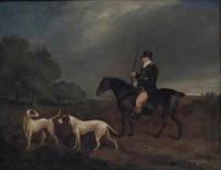 Edwin cooper sir thomas gooch 4eme baronnet sur son cheval avec deux chiens