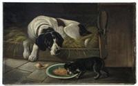 Sir edwin henry landseer hunting dog and puppy in barn